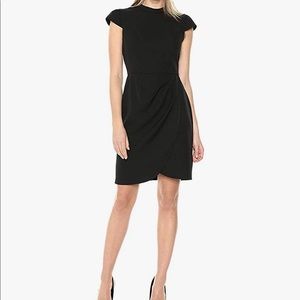 Lark & Ro Women's Cap Sleeve Mockneck Ruched Dress